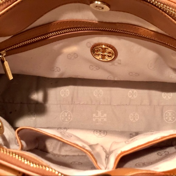 Tory Burch Robinson Luggage Double Zip Tote Bag - Brown - Picture 3 of 4
